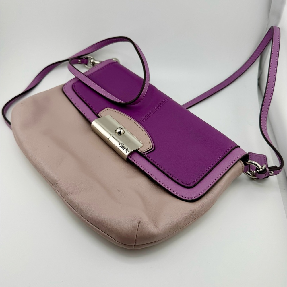 Coach Purple & Mauve Crossbody Bag Leather with Silver Hardware - Picture 7 of 12